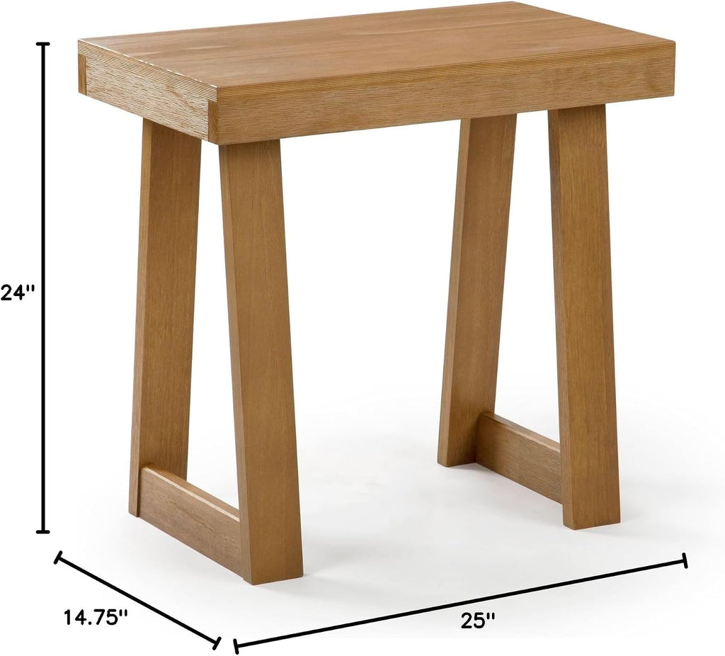 Plank+Beam Classic Rectangular Side Table, 25', Slim Side Table for Living Room, Narrow Nightstand for Small Spaces, Wood End Table for Bedroom, Pecan Wirebrush