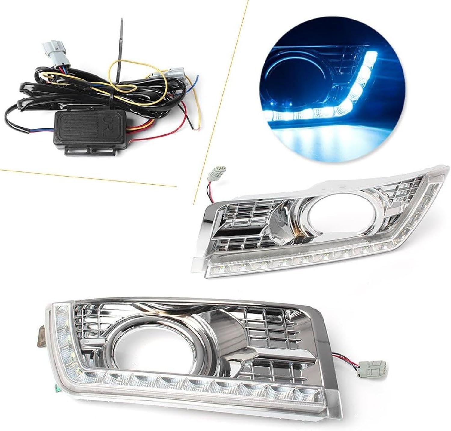 Fog Lights Fog Turn Signals Light Daytime Running Driving Lamp For Cadillac For SRX 2012-2016 Pair Car Blinker Indicators 3 Colors Lighting