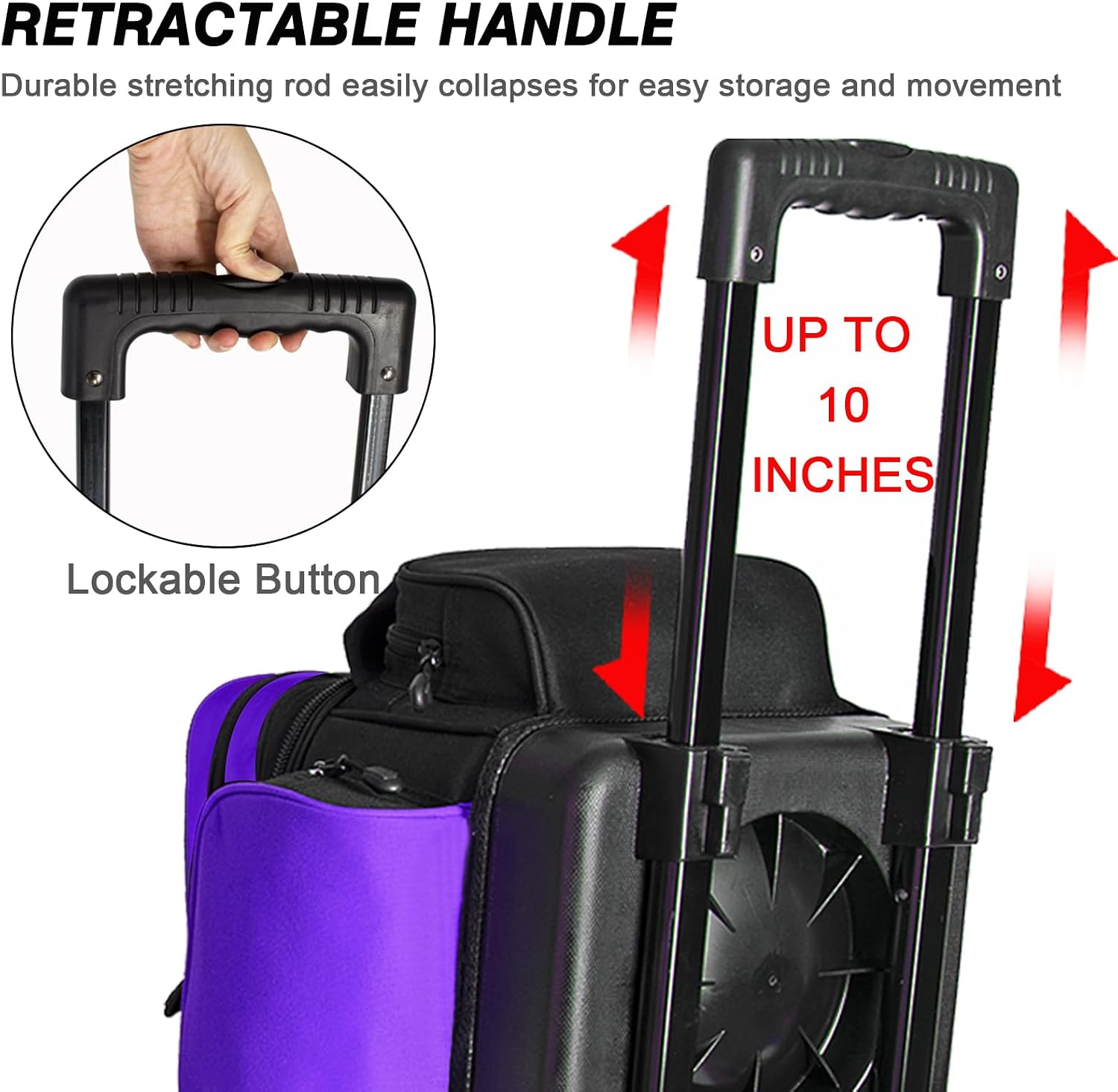 DAFISKY 3 Ball Bowling Bags with Wheels, Roller Bowling Bag with Multiple Pockets Retractable Handle Extends to 38''