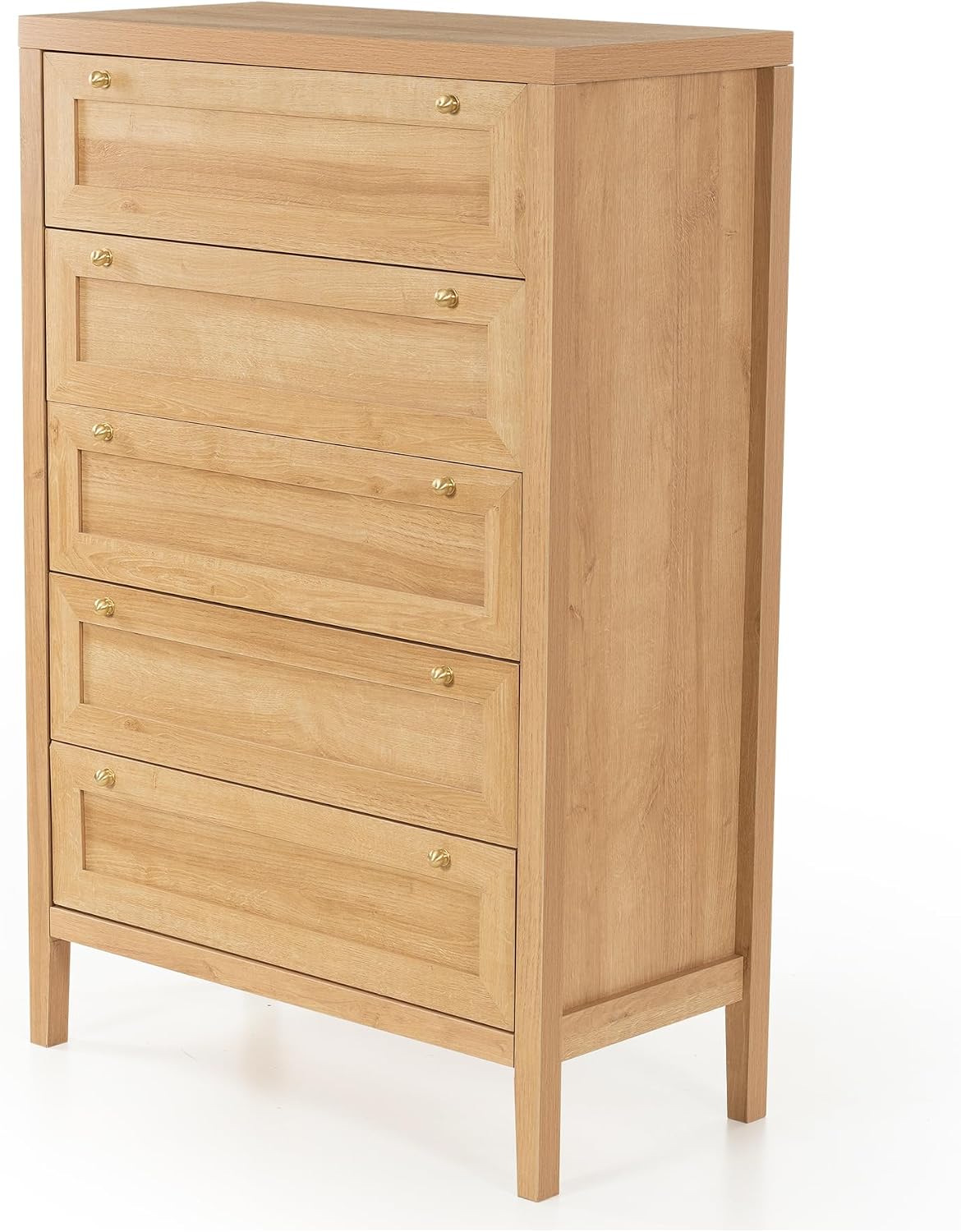 EYYTHUNG 5 Drawer Dresser Farmhouse 47' Tall Wood Closet Chest of Drawers Modern Storage Dressers Organizer for Bedroom Living Room, Entryway, Hallway, Natural Oak