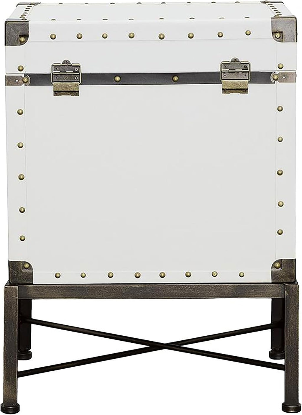 Coaster Home Furnishings - Nancy - Engineered Wood and Metal - 19-Inch Rectangular Side Table with Nailhead Accents and Storage Trunk Design - Living Room - White - 902819