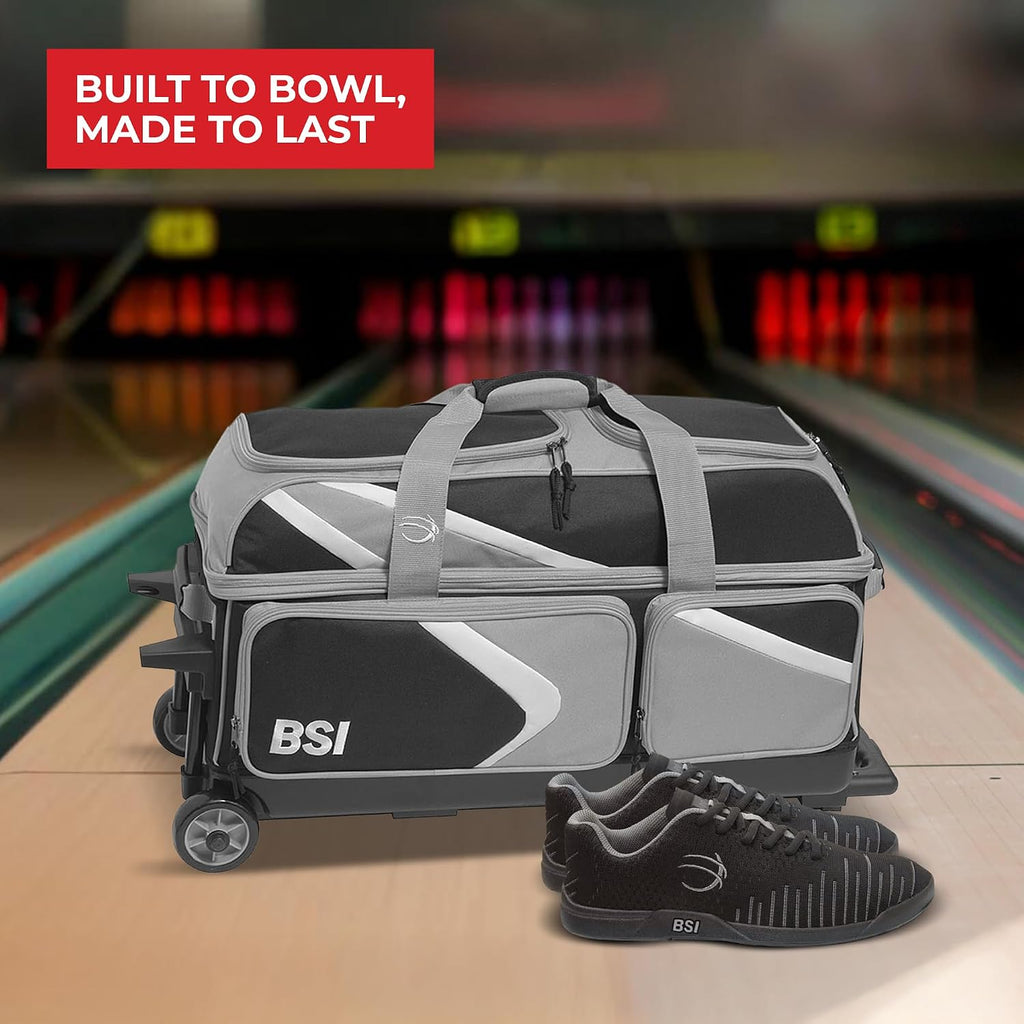 BSI Dash Roller Bowling Bag with Smooth Rolling Wheels, Padded Ball Compartment, Retractable Locking Handle, & Shoe Pocket