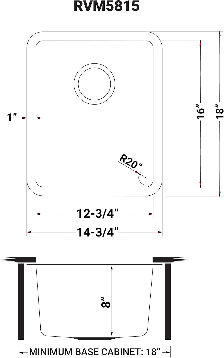 Ruvati 15-inch Undermount Bar Prep Kitchen Sink - 16 Gauge Stainless Steel Kitchen Sink Single Bowl with Brushed Finish hides scratches, Easy-to-Clean Undermount Sink - RVM5815