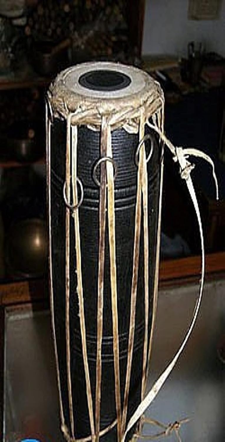 Madal 14' Large Black Medal Drum – Handcrafted Wooden Classical Nepali Tabla Drum with Strap – Traditional Folk Instrument for Festivals, Weddings & Cultural Events