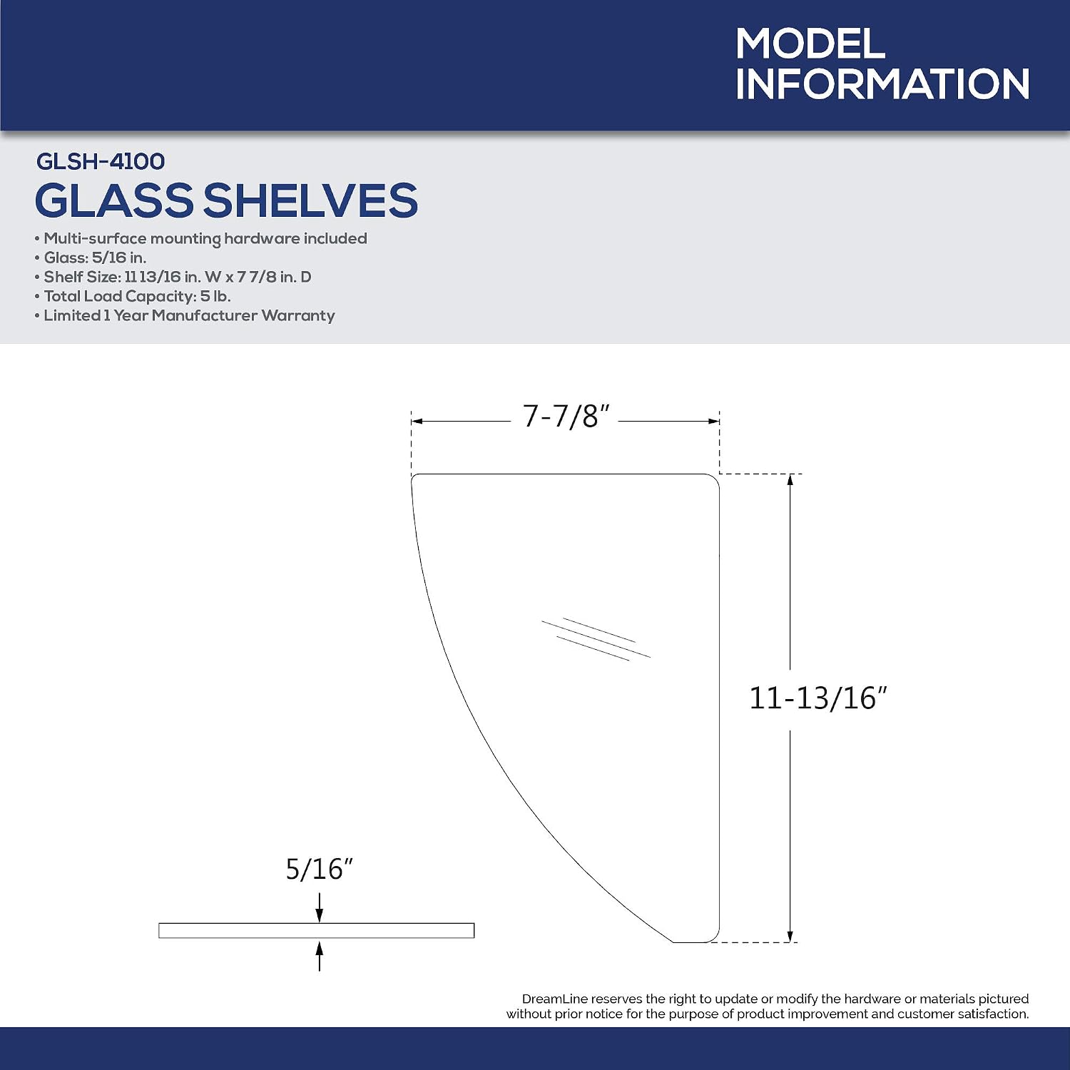 DreamLine 12 in. x 8 in. Corner Glass Shelf in Oil Rubbed Bronze