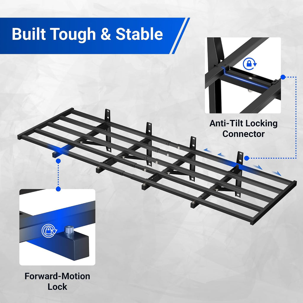 FLEXIMOUNTS Fold-Down 2x6ft Garage Wall Shelving, 4-Pack Heavy Duty Folding Garage Shelving Wall Mounted, 1800 lbs Capacity, Storage for Power Tools, Garden Supplies & Seasonal Storage, Lite Series