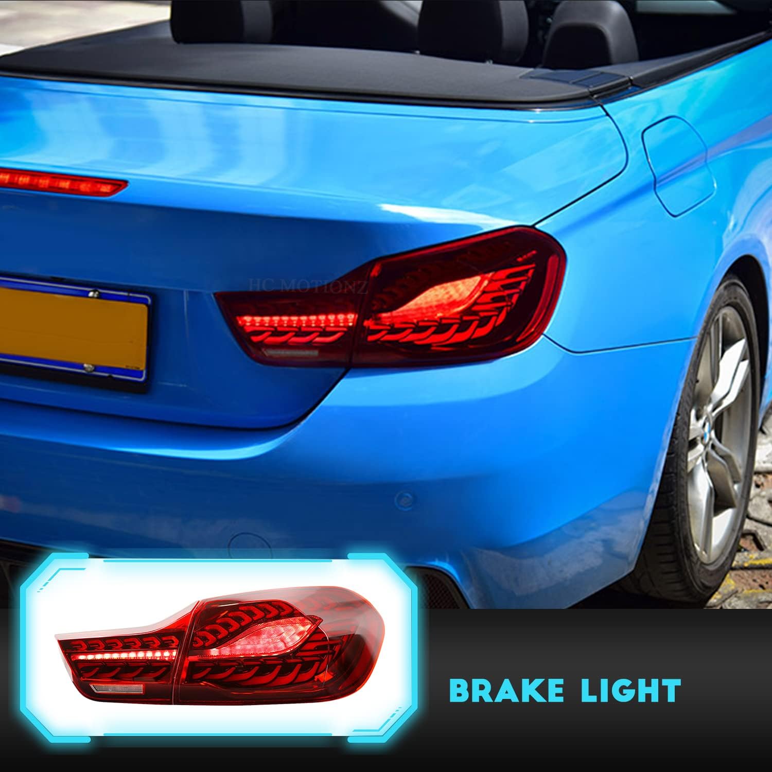 HCmotion LED Tail Lights Assembly For BMW 4 Series M4 F32 F33 F82 F36 F82 F83 Sedan/Convertible/Coupe 2014-2020,LED Rear Lamps With Start-up Animation & Sequential Indicator (Red)