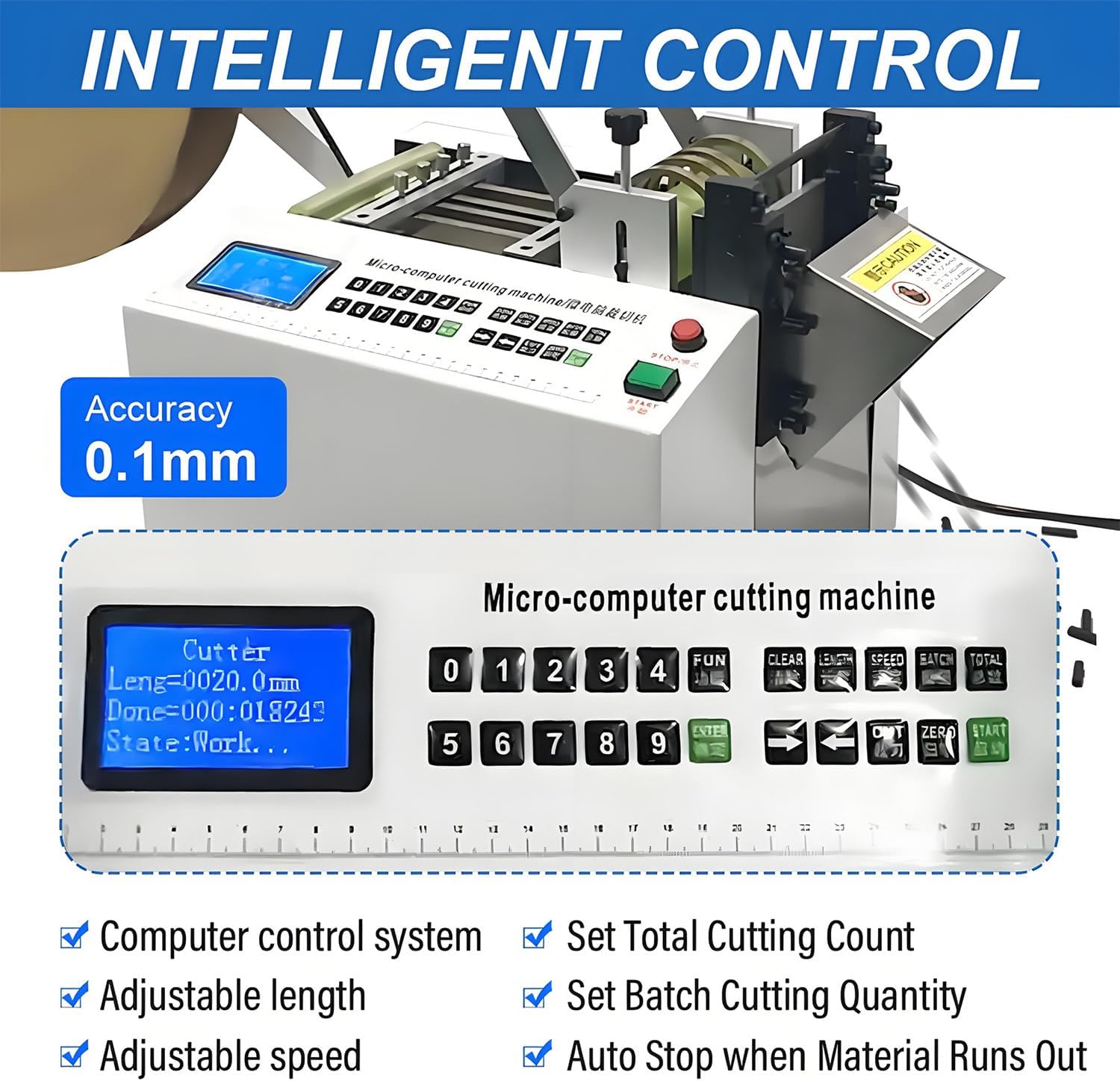 Fully Automatic Heat-Shrink Tube Micro-Computer Cutting Machine Electric Tube Cable Pipe Cutter with Micro Computer Control, Cutting Accuracy 0.1Mm, For Sleeve Rubber/Plastic Tube
