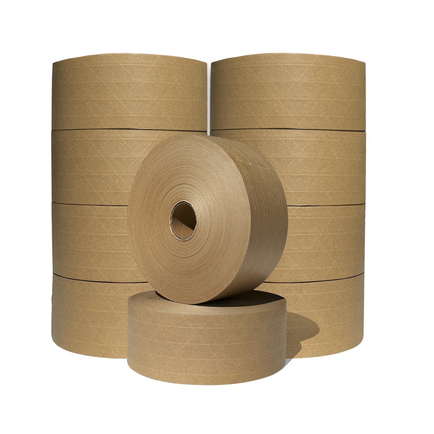 3'' x650 Feet Reinforced Water Activated Gummed Kraft Paper Tape, for Heavy Duty Secure Packing Shipping, Tamper Evident Gummed Tape, Brown - 10 Rolls