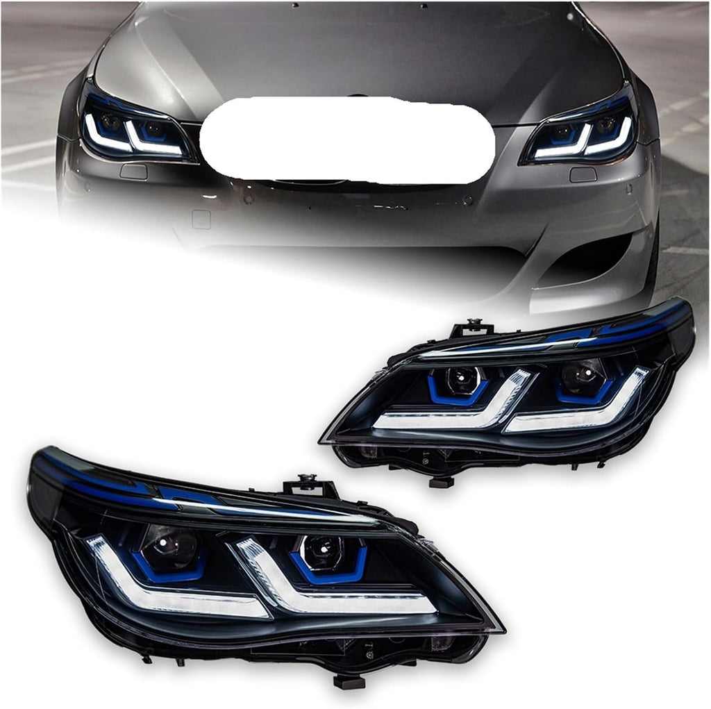 Car Lights Compatible With BMW E60 2003-2010 5 Series 520i 525i 530i LED Auto Headlight Assembly Upgrade Golden Design LHD RHD Accessories(03-06 Golden Eyes)