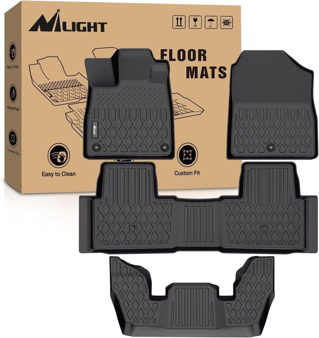 Nilight TPE Floor Mats for Honda Pilot 2023 2024 2025 2026,All Weather Custom Fit Heavy Duty Floor Liners
