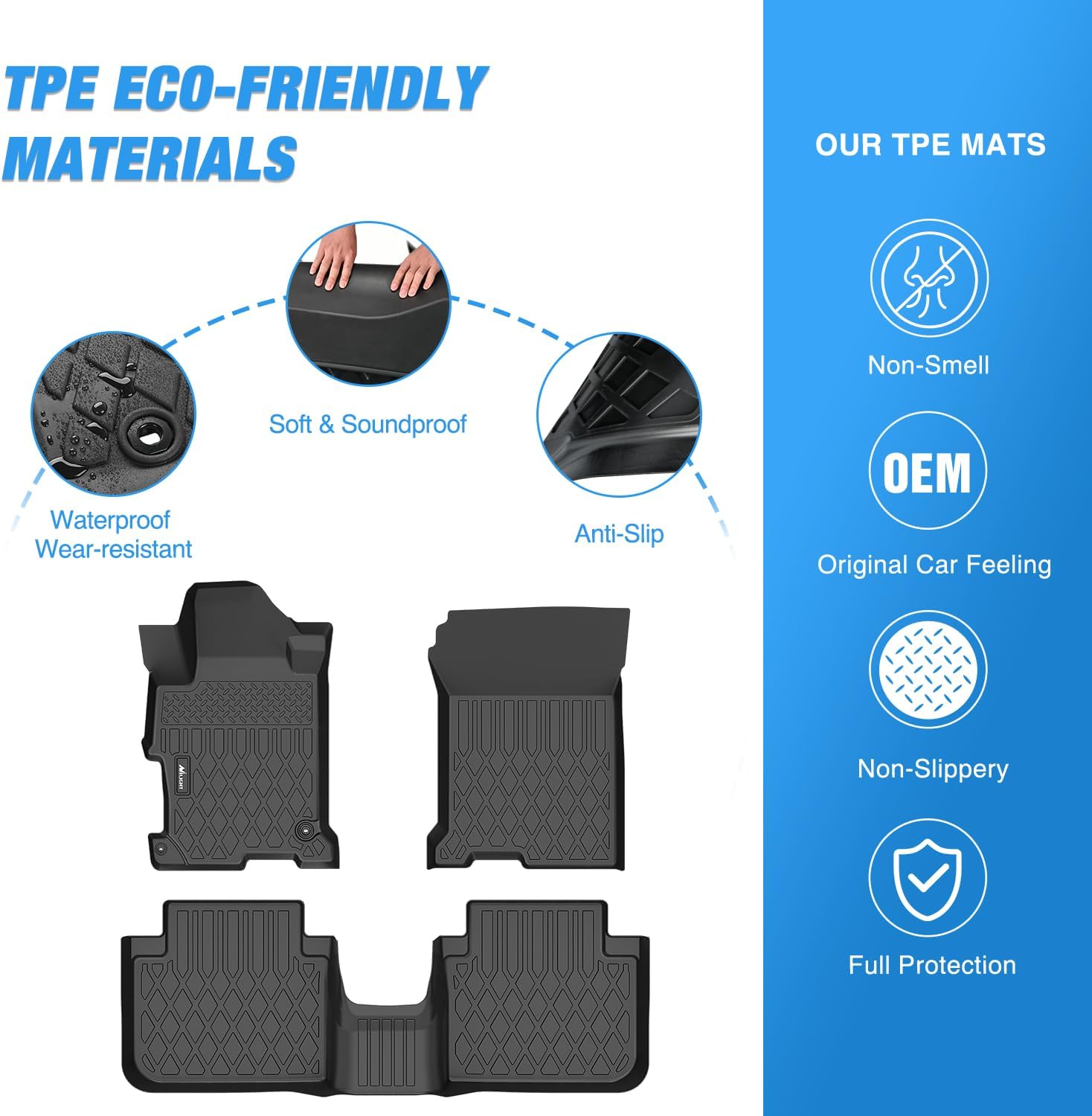 Nilight TPE Floor Mats for Honda Accord Sedans 2013 2014 2015 2016 2017, All Weather Custom Fit Heavy Duty Floor Liners