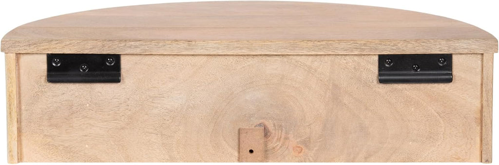 Kate and Laurel Reid Ribbed Wooden Floating Side Table, 20 x 11 x 6, Light Natural, Modern Mango Wood Floating Nightstand with Drawer for Bedroom Storage or Living Room End Table Option