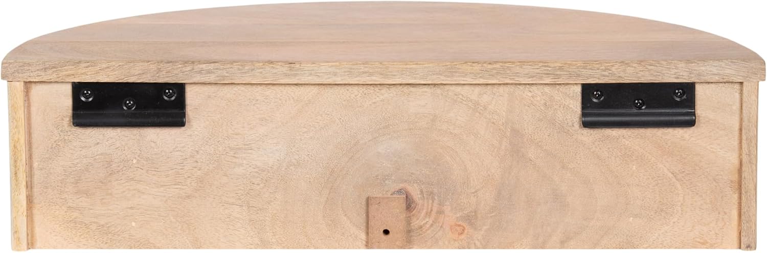 Kate and Laurel Reid Ribbed Wooden Floating Side Table, 20 x 11 x 6, Light Natural, Modern Mango Wood Floating Nightstand with Drawer for Bedroom Storage or Living Room End Table Option