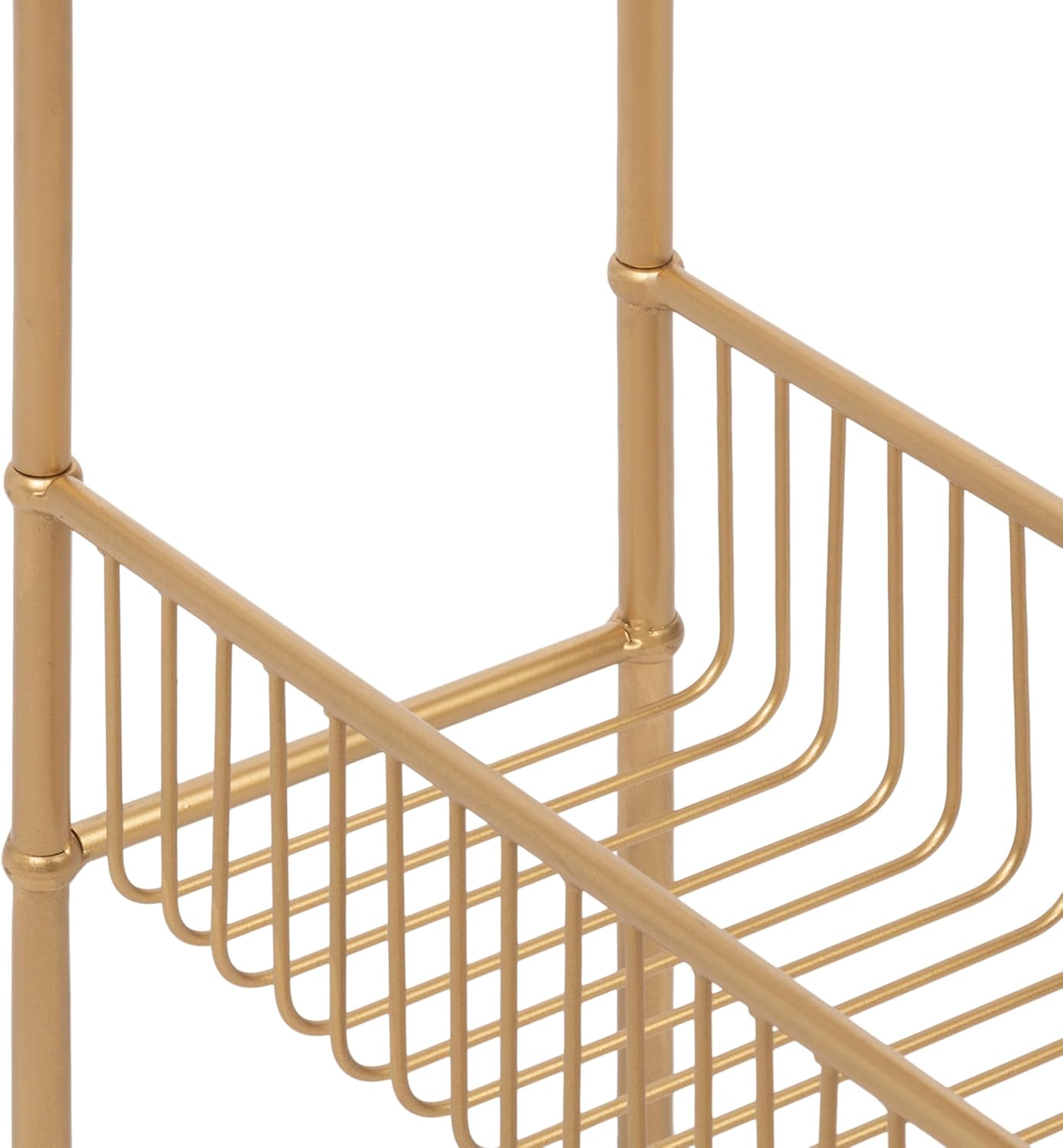 Kate and Laurel Trubey Modern Mirrored Rectangle Narrow Side Table, 16 x 8 x 25, Gold, Modern Glam Slim End Table with Bottom Wire Storage Rack and Mirrored Tabletop