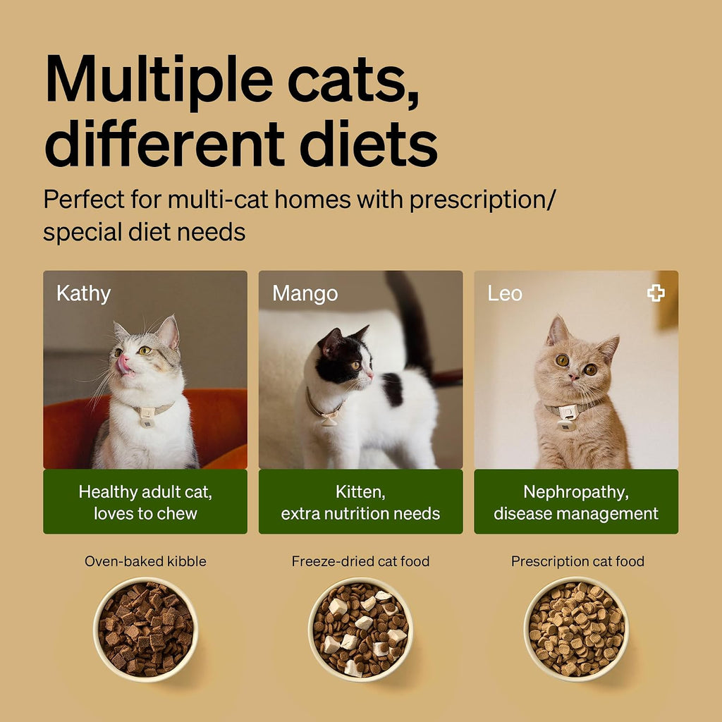 PETLIBRO RFID Multiple Cats Feeder 2 Packs, Tag Activated Exclusive Meals, 5G&2.4G Wi-Fi Auto Food Dispenser for Pets with Different Diets and Stop Food Stealing