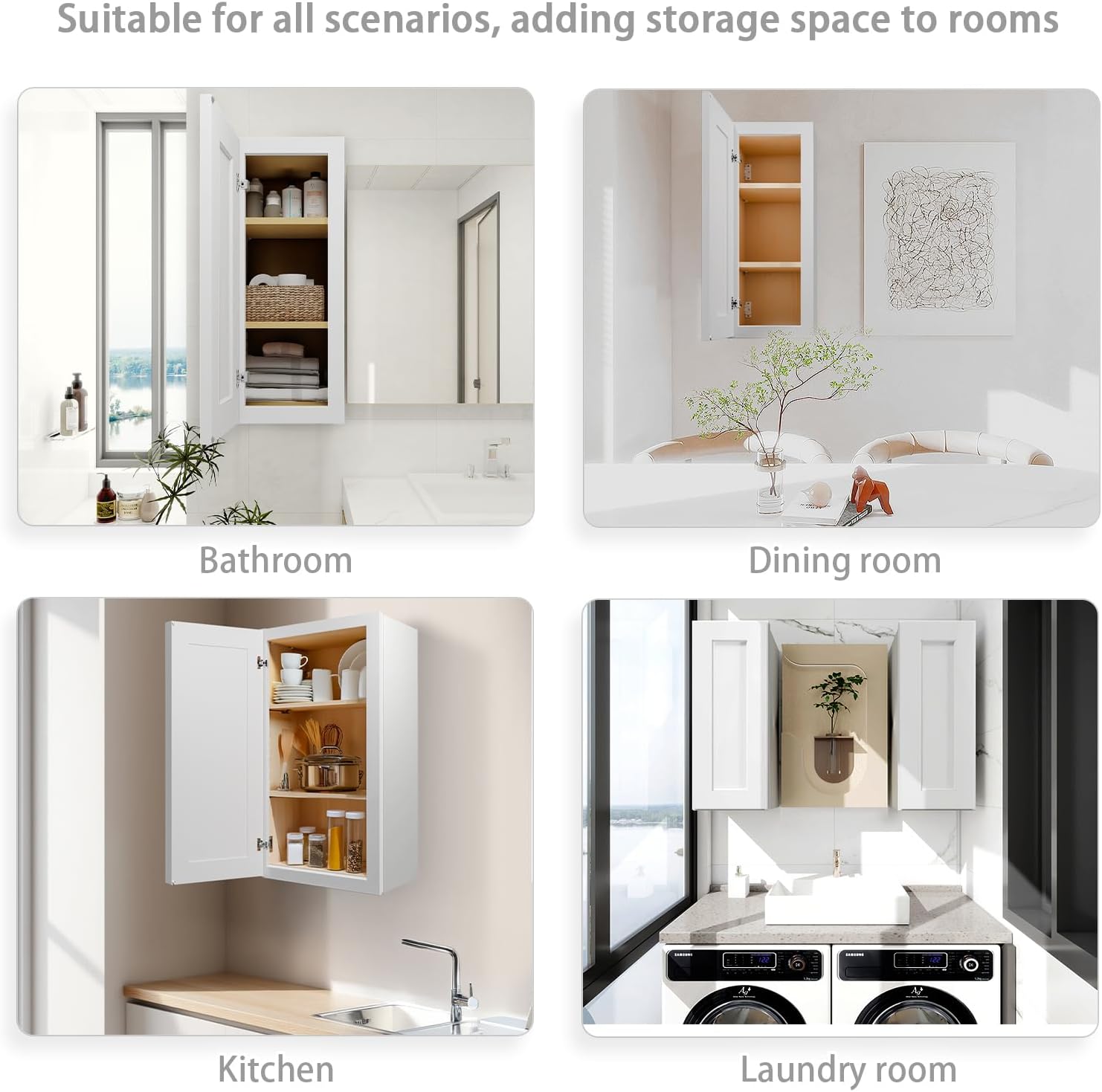 Small Bathroom Cabinets, Solid Wood Over the Toilet Storage Cabinet, Wall Mounted Organizers with Single Shaker Door & Shelves, Easy Assembly for Kitchen, Laundry Room, Corner(12'W×12'D×30'H) - Blue