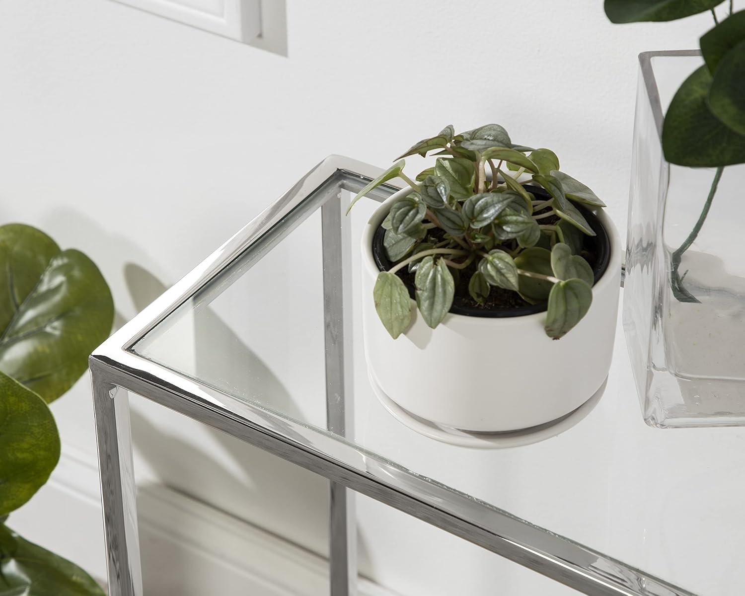 Kate and Laurel Jaspur Modern Slim End Table, 16 x 8 x 24, Silver, Decorative Glam Side Table for Use as Narrow Bedroom Nightstand or Living Room Accent