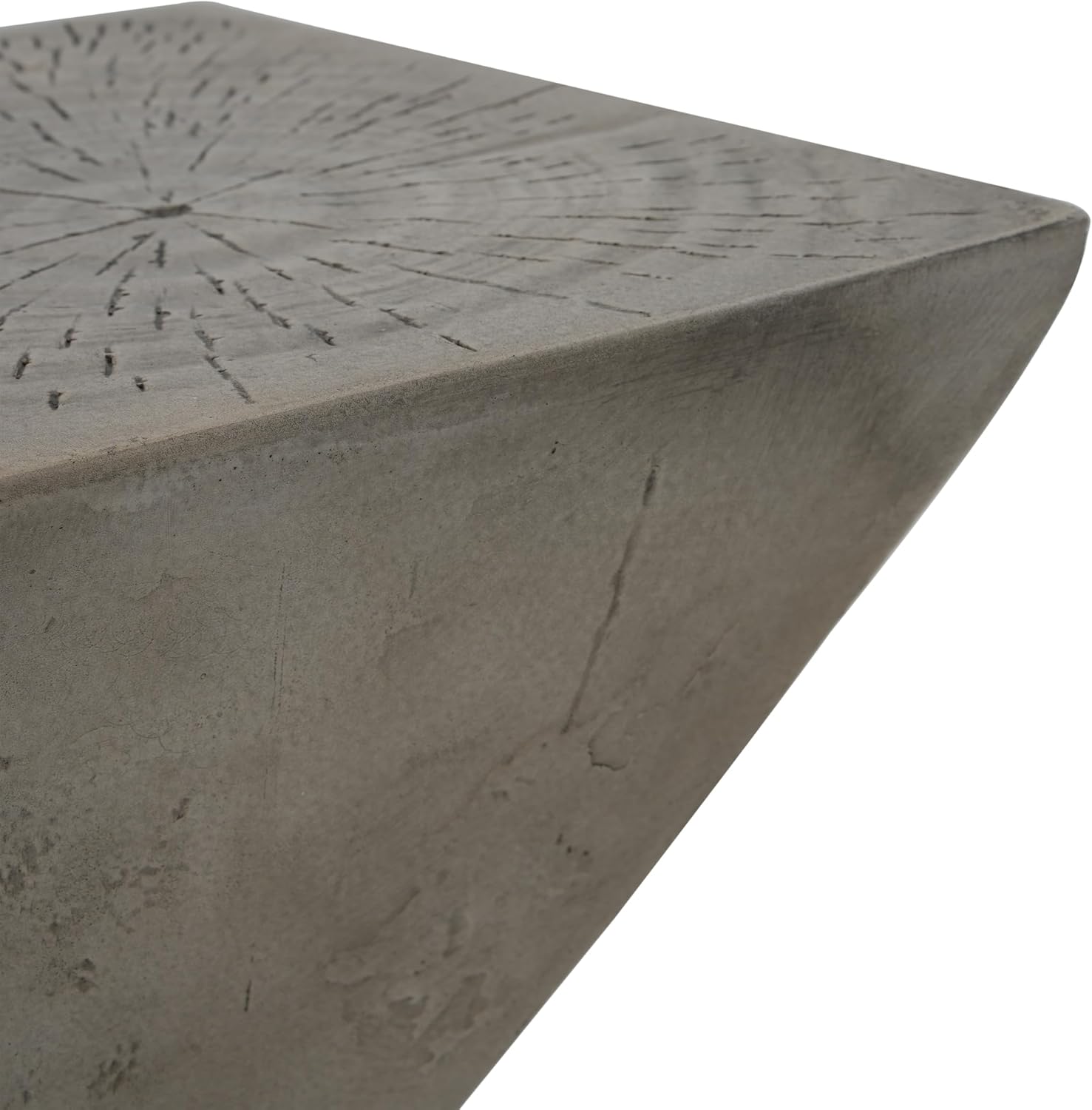 Christopher Knight Home Novi Outdoor Side Table, Geometric-Shaped Accent Side End Table, Garden Stool for Patio Balcony Beach Pool, Lightweight Concrete, Wood-Like Texture, Light Gray