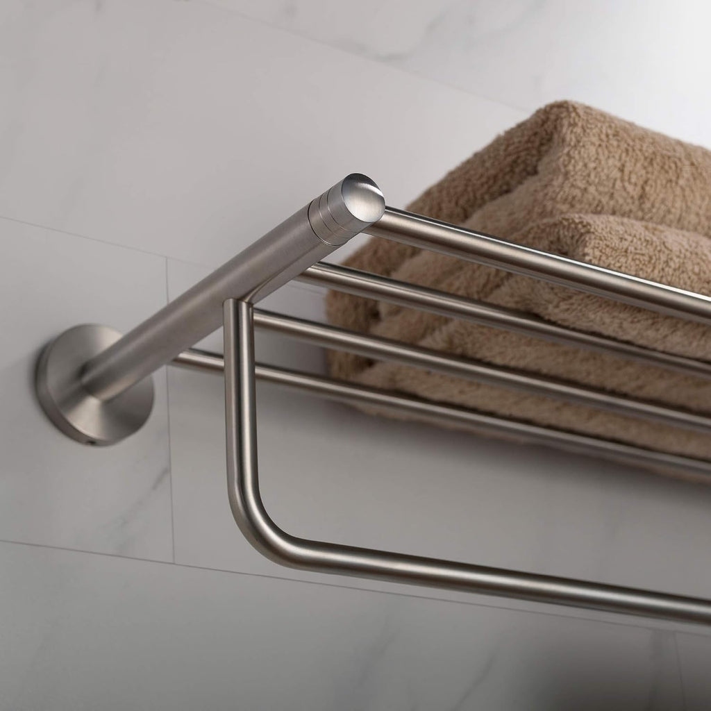 KRAUS Elie Bathroom Shelf with Towel Bar, Brushed Nickel Finish, KEA-18842BN