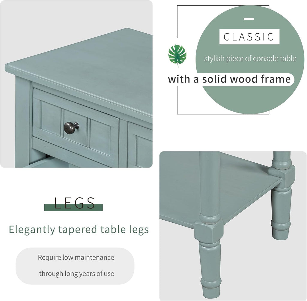 P PURLOVE Antique Narrow Console Table,Slim Sofa Entry Table with 3 Storage Drawer for Living Room,Entryway