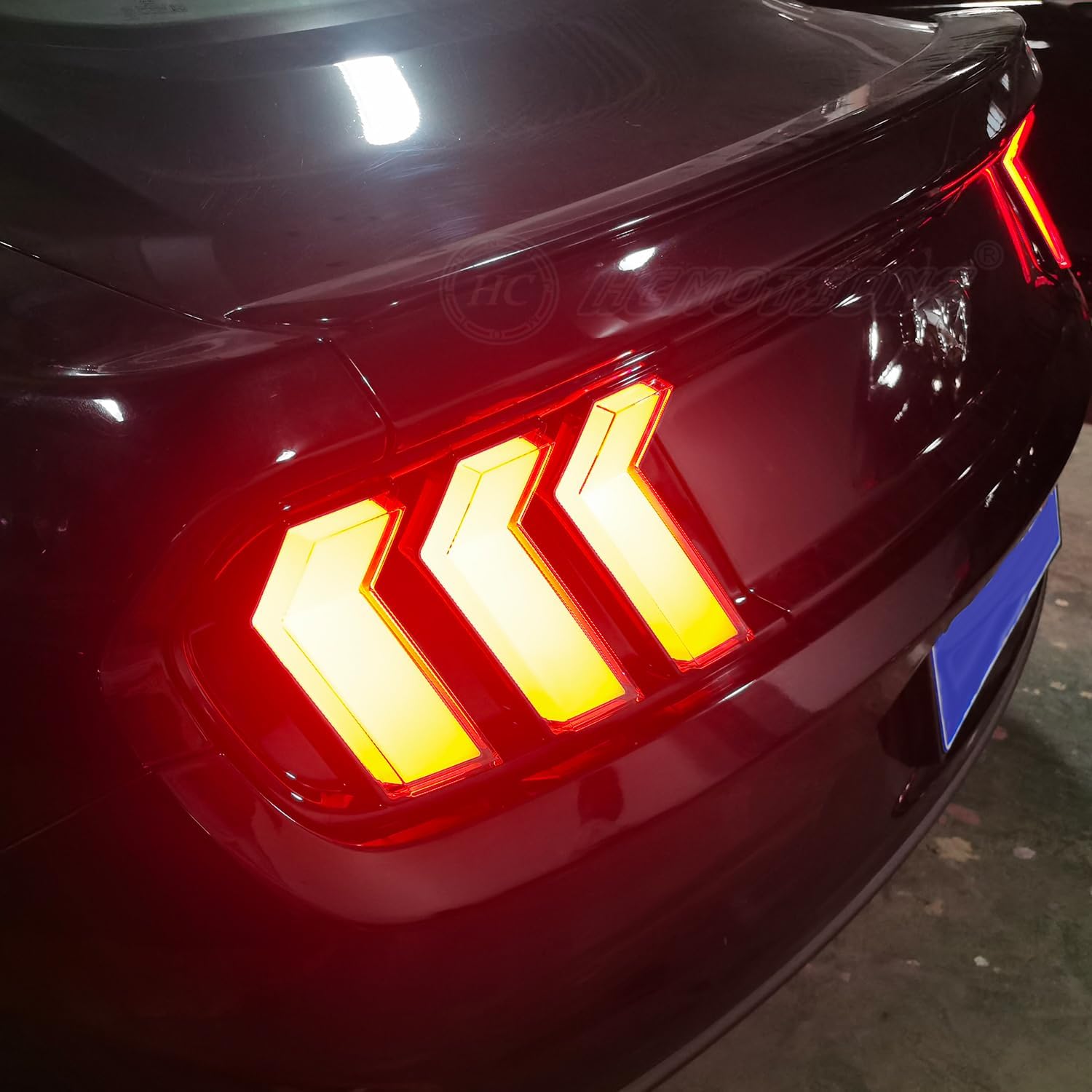HCmotion Tail Lights For Ford Mustang Euro 2015-2023 (6 Lighting Modes), Start UP Animation With Sequential Turn Signal Rear Lamp Kit(Clear)