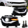 VLAND Headlights [+D2S Bulb] Compatible with Chevrolet Chevy Camaro 5th Gen LS LT SS ZL1 Z/28 2014-2015, Headlamp Assembly with Sequential Turn Signal, 1 Pair