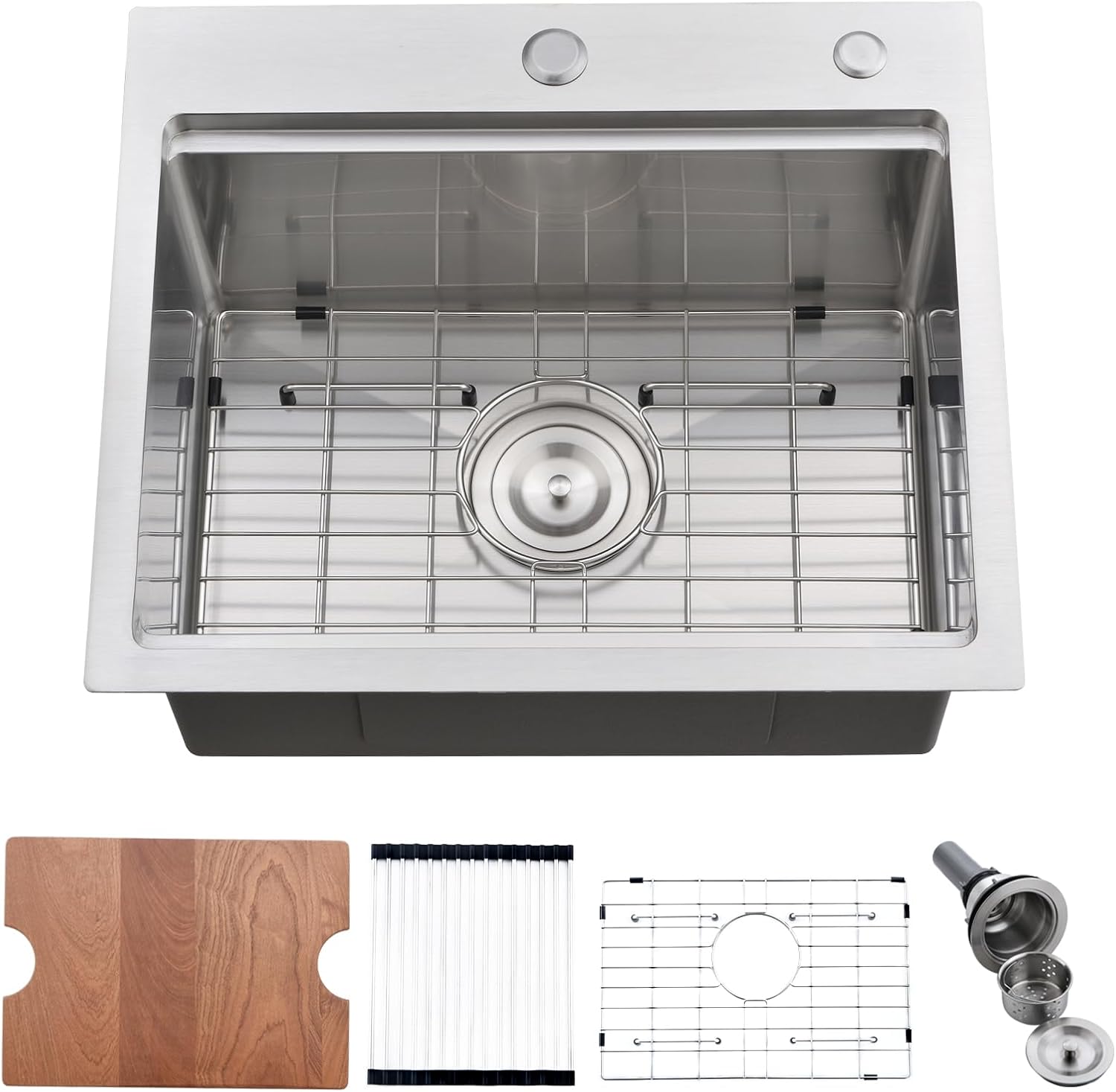 20 Inch Drop in Kitchen Sink, Single Bowl 16 Gauge Stainless Steel Topmount Small Kitchen Bar Sink Outdoor RV Workstation Basin (20'x17'x10')