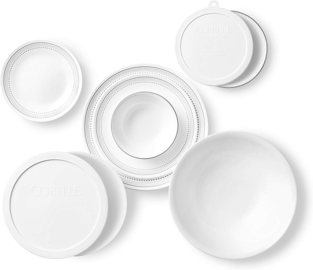 Corelle Vitrelle 78-Piece Service for 12 Dinnerware Set & Vitrelle 6-Piece Bowl Set, Triple Layer Glass and Chip Resistant, 20-Oz Lightweight Round Bowls