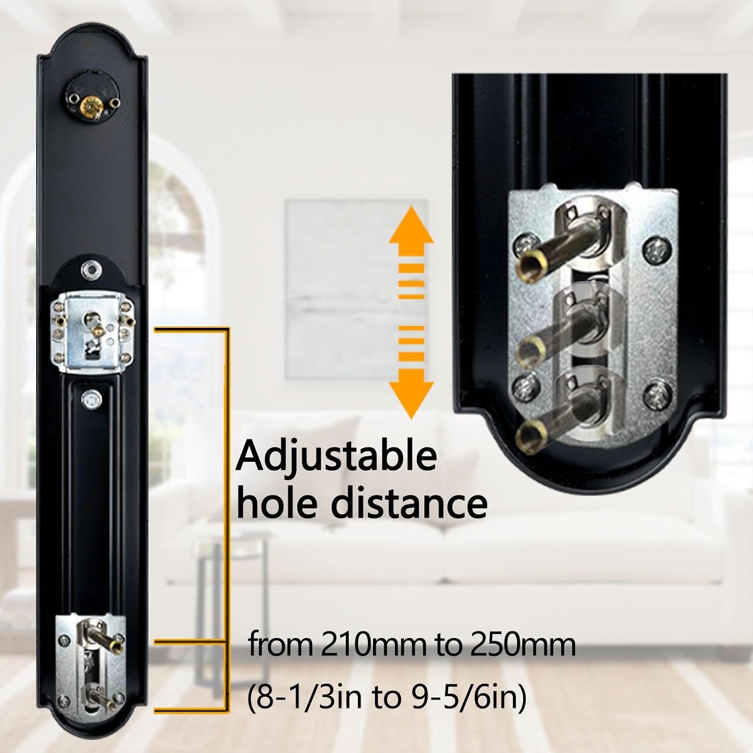 Double Door Handle Set for Front Door, Matte Black Keyed&Dummy Exterior Door Lockset with Deadbolt, Reversible for Right&Left Handed