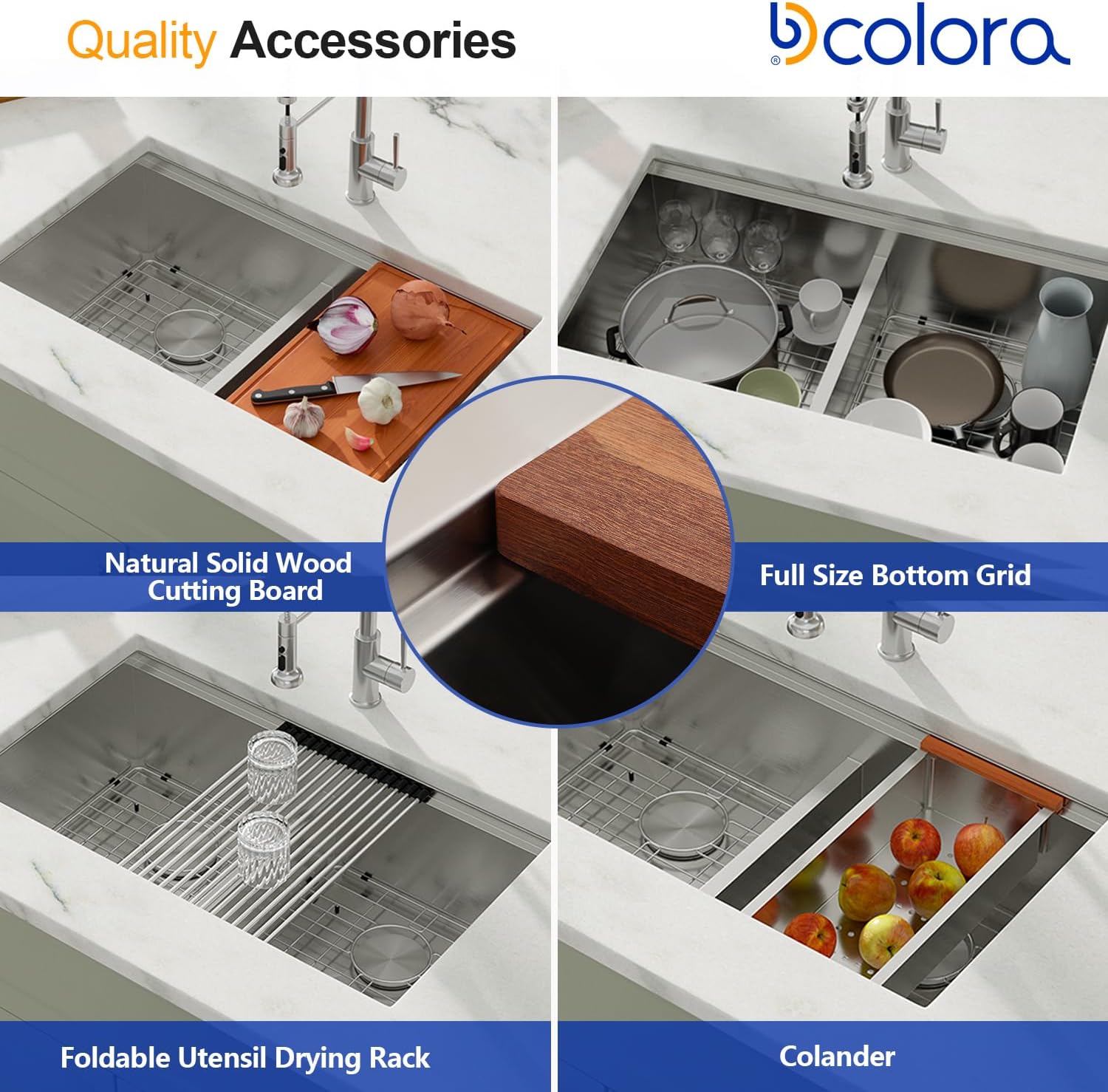 Dcolora 33 Inch Double Bowl Kitchen Sink Undermout Workstation 16 Gauge Stainless Steel Sinks Spacious 60/40 Split Double Basin Under Counter, 33'x19'x10' DC-U7710
