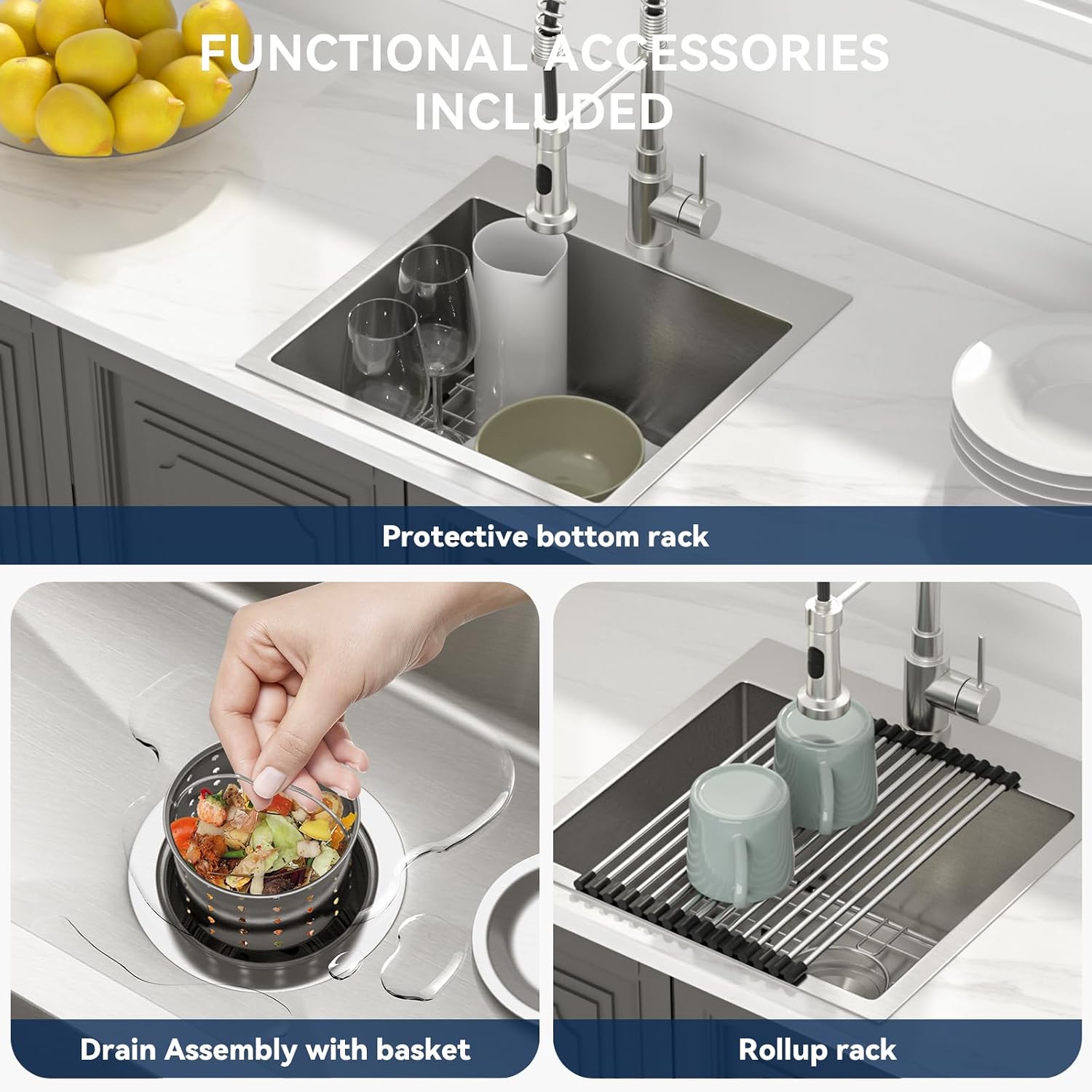 Lordear 18x18 Bar Sink Drop In 16 Gauge T304 Small Kitchen Sink Topmount Bar Prep Island Sink Single Bowl Kitchen Sinks Outdoor Sink 18'