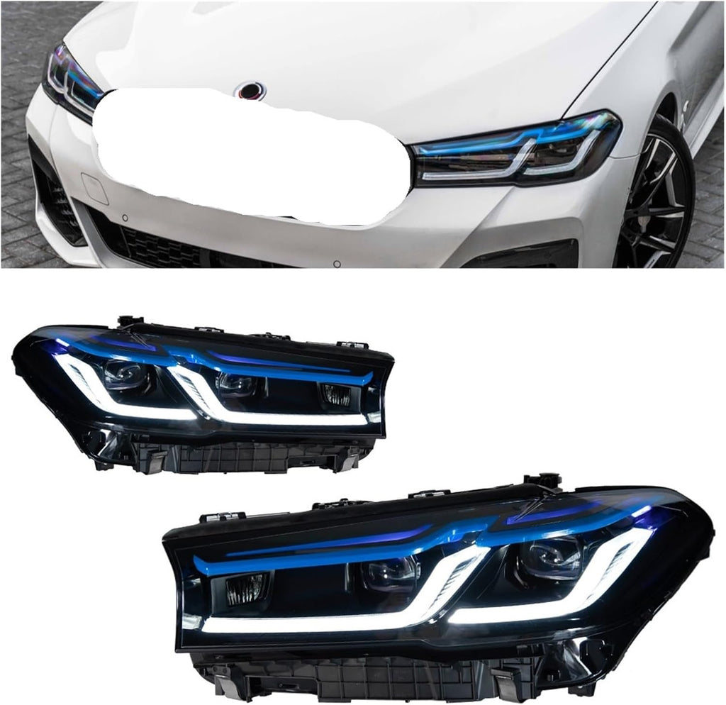 Car Lights Compatible With BMW G30 G38 2018-2023 5 Series LED Auto Headlight Assembly Upgrade M5 Competition Design Accessories(18-20 Blue Type)