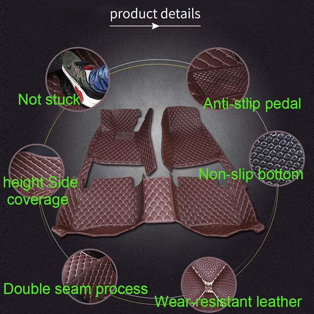 Car Floor Mats for Tesla - Model S 2014-2018 Full Coverage Foot Pad All Weather Anti-Slip Waterproof Dustproof Custom Luxury Interior Protection Auto Carpet QUUFAA (Black Red,Model S 2014 Year)