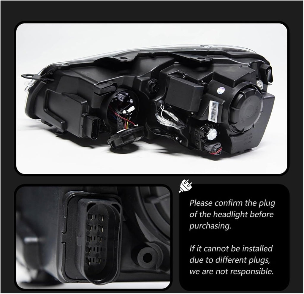 Car Lights Compatible With Golf 6 2009-2012 R20 Golf6 MK6 LED Auto Headlights Assembly Upgrade 7.5 Design LHD RHD Version Tools Accessories(Black One Set,For Left Hand Drive)