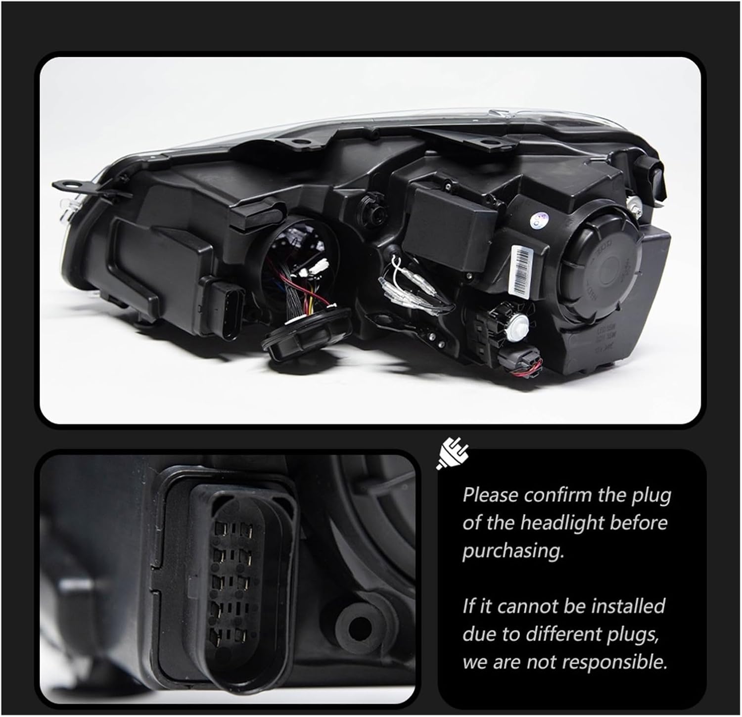 Car Lights Compatible With Golf 6 2009-2012 R20 Golf6 MK6 LED Auto Headlights Assembly Upgrade 7.5 Design LHD RHD Version Tools Accessories(Black One Set,For Right Hand Drive)