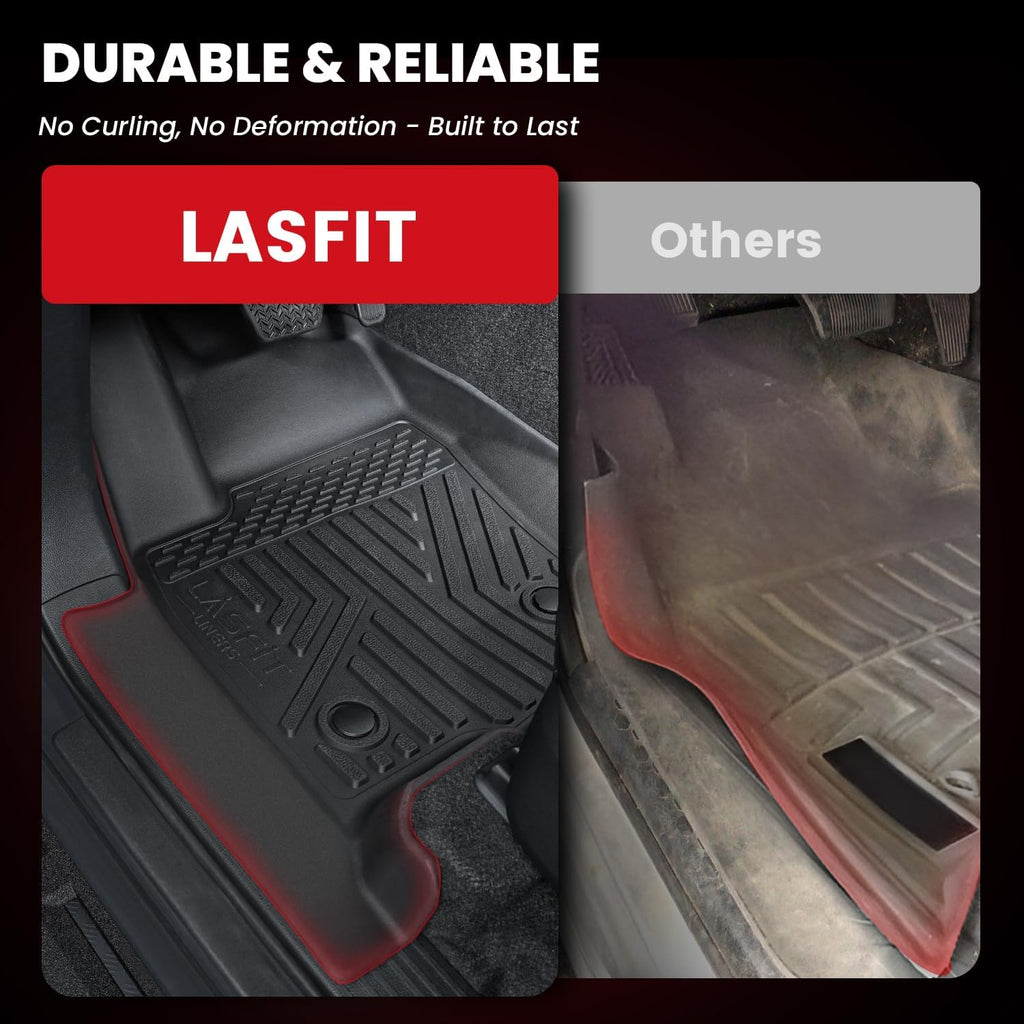 LASFIT Floor Mats & Cargo Liner with Backrest Mat for Ford Explorer 2022-2025 2026 6 Passenger, Custom Fit All Weather Protector TPE Easy Clean Floor Liners, Car Mats for Explorer Accessories, Black