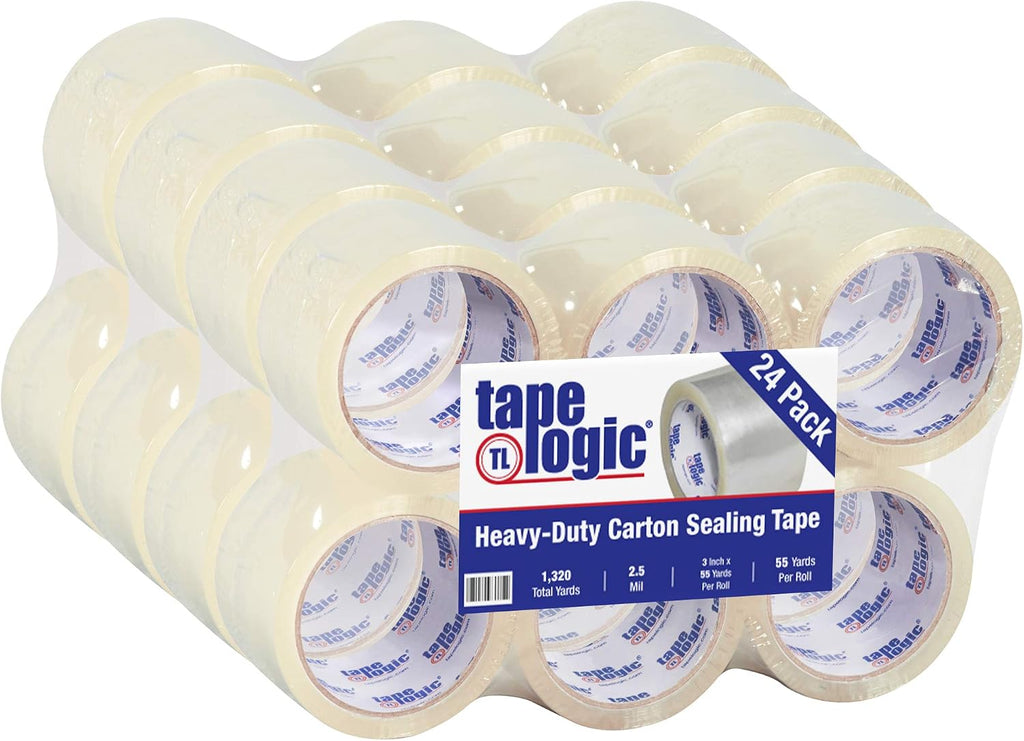 Tape Logic 3 Inch x 55 Yards Clear Hot Melt Packing Tape, Heavy-Duty 2.5 Mil Thick, Pack of 24 Rolls, for Packaging, Moving, Home and Office