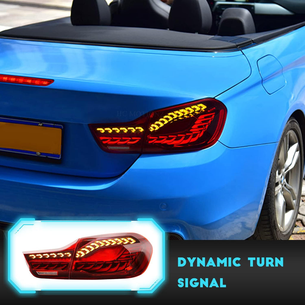 HCmotion LED Tail Lights Assembly For BMW 4 Series M4 F32 F33 F82 F36 F82 F83 Sedan/Convertible/Coupe 2014-2020,LED Rear Lamps With Start-up Animation & Sequential Indicator (Red)