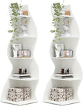 Tribesigns Corner Shelf, Modern 5-Tier Wall Corner Bookshelf Set of Two, Stylish Corner Small Bookcase Storage Rack Plant Stand for Living Room, Home Office, Kitchen, Small Space White, 2PCS