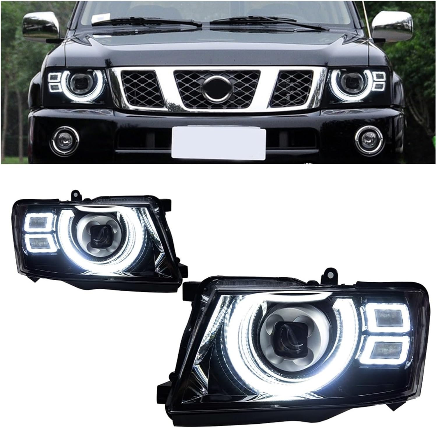 Car Lights Compatible With Patrol Y61 2005-2022 LED Auto Headlights Assembly Upgrade Defender Style Design Bifocal Lens Exterior Accessories