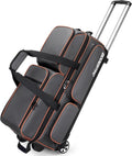 3 Ball Bowling Bags with Wheels, Bowling Bags 3 Ball Roller - 900D Oxford Waterproof PU, Bowling Bag with Multi-Separate Storage Pockets & Retractable Handle Extends to 40''