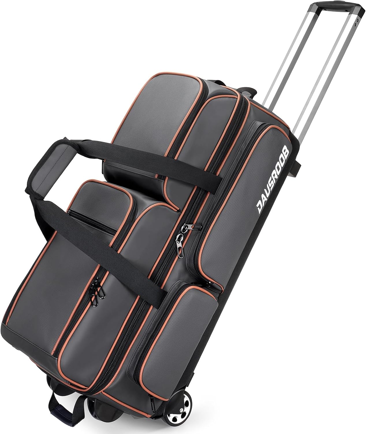 3 Ball Bowling Bags with Wheels, Bowling Bags 3 Ball Roller - 900D Oxford Waterproof PU, Bowling Bag with Multi-Separate Storage Pockets & Retractable Handle Extends to 40''