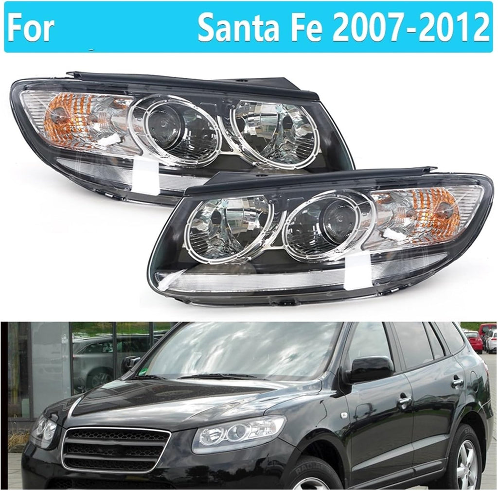 Halogen Headlight Compatible With Hyundai Santa Fe 2007 2008 2009 2010 2011 2012 Car Front Bumper Head Light HY2502150 HY2503150(Left)