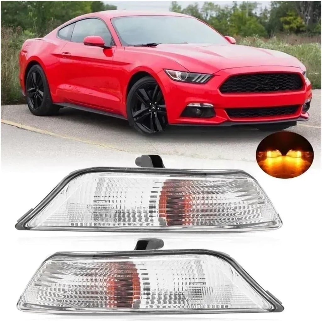 Car Front Bumper Corner Turn Signal Lights，Compatible With Ford Mustang 2015 2016 2017 Headlights Indicator Lamp With Bulbs Car Accessories(1 pair)
