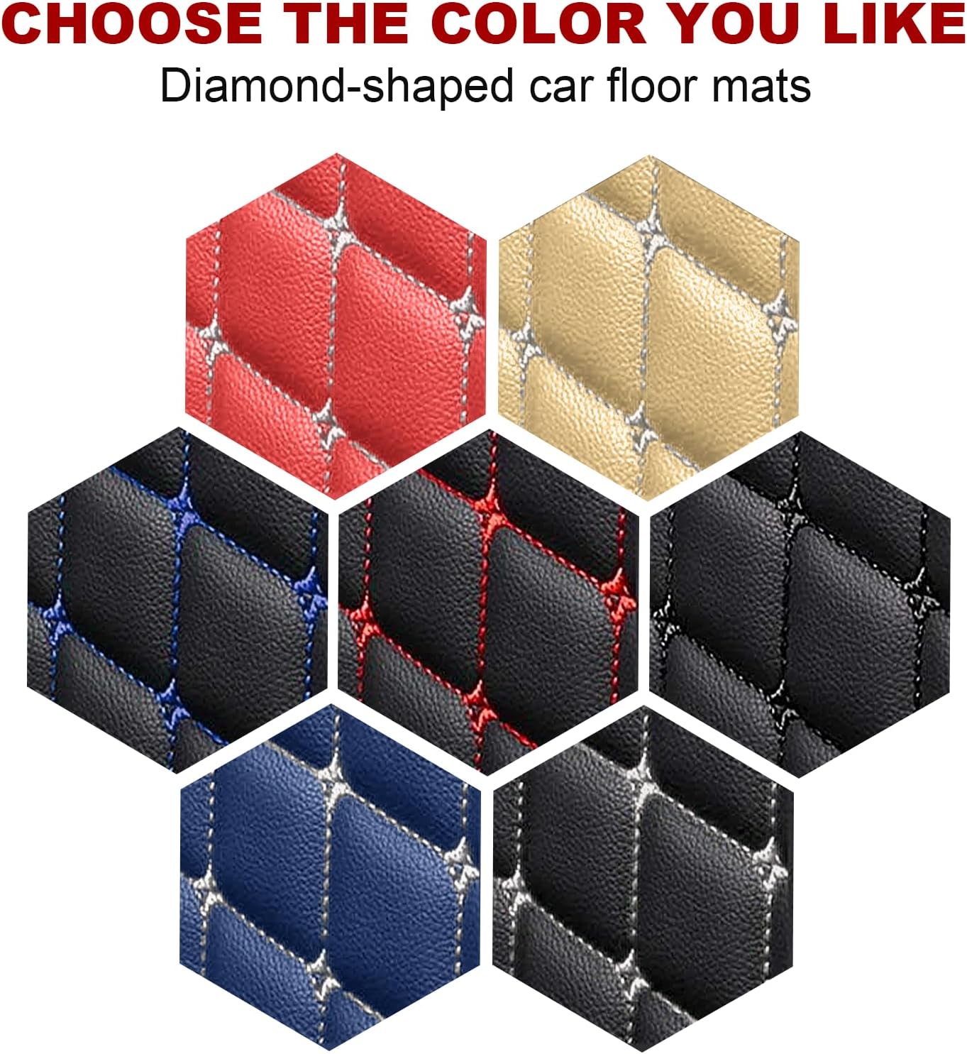 Custom Fit Leather Car Floor Mats for Hyundai Elantra 2021-2025,Waterproof Anti-Slip Vehicle Floor Liners, Durable Easy Clean Interior Protection Mats(Full Set/Black Blue)
