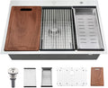 33x22 Drop In Kitchen Sink Workstation-Bokaiya 33 Inch Stainless Steel Drop In Sink Topmount 16 Gauge 10 Inch Deep Above Counter Single Bowl Kitchen Sink with Cutting Board