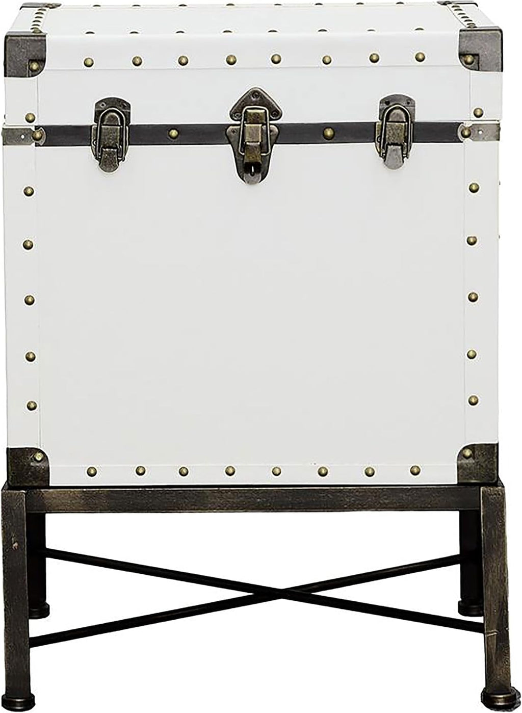 Coaster Home Furnishings - Nancy - Engineered Wood and Metal - 19-Inch Rectangular Side Table with Nailhead Accents and Storage Trunk Design - Living Room - White - 902819