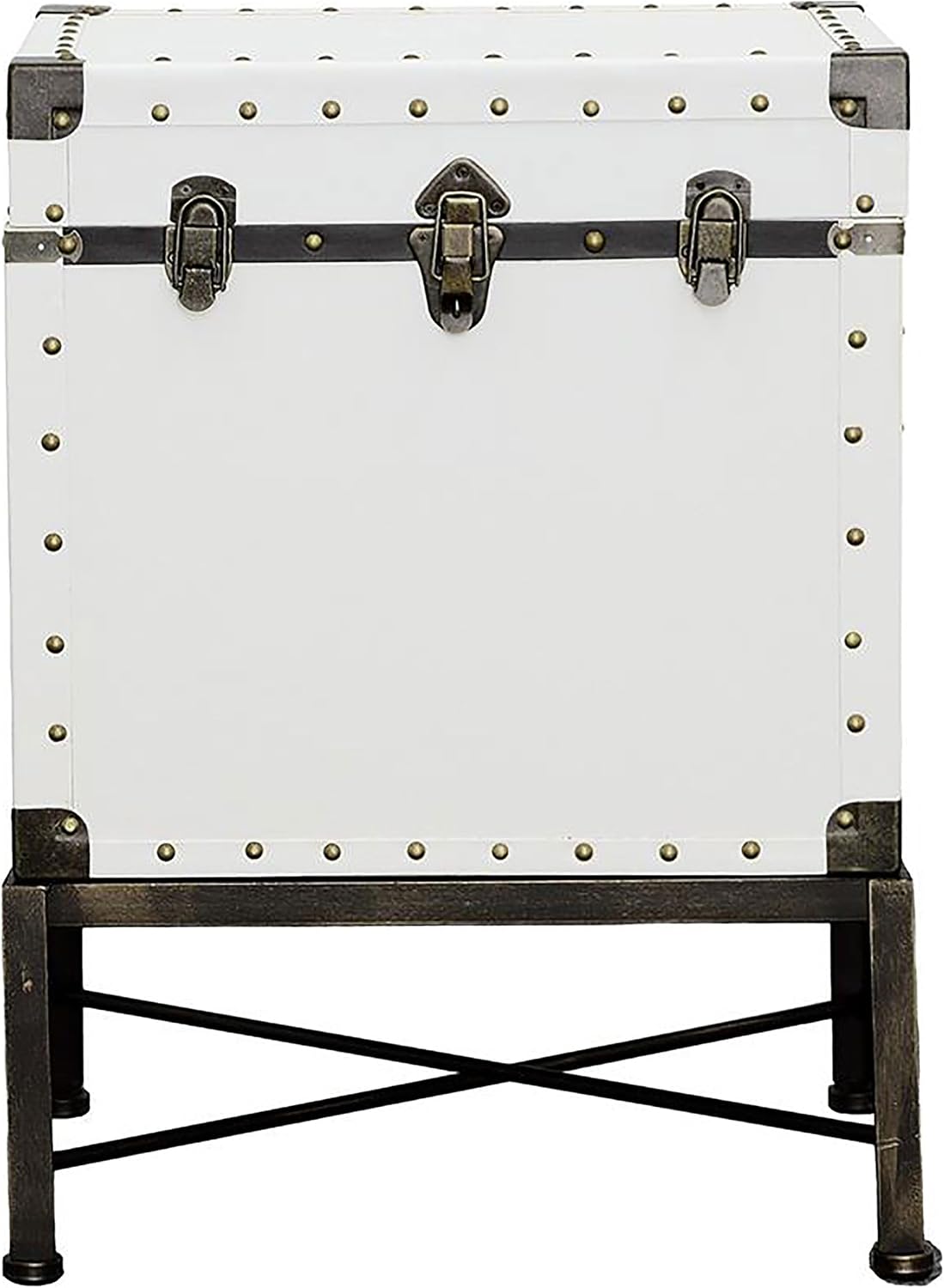 Coaster Home Furnishings - Nancy - Engineered Wood and Metal - 19-Inch Rectangular Side Table with Nailhead Accents and Storage Trunk Design - Living Room - White - 902819