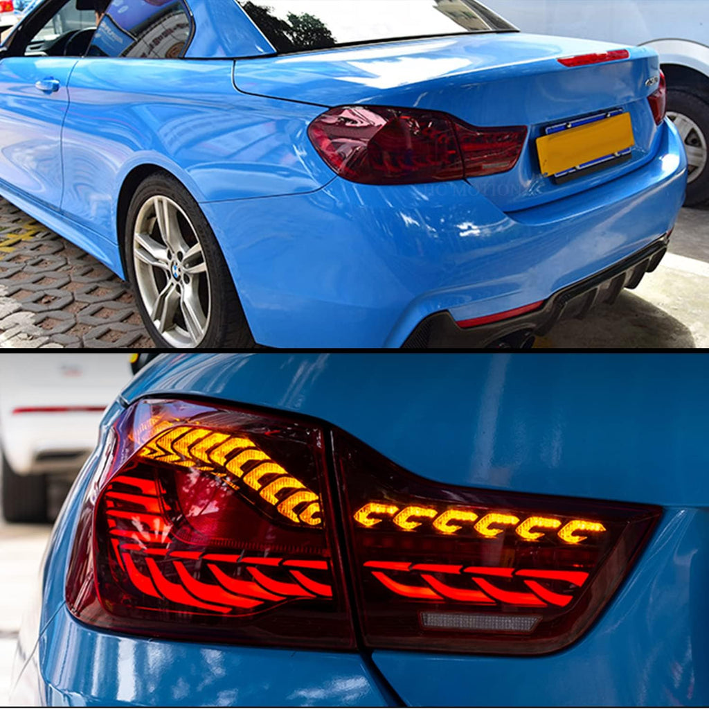 HCmotion LED Tail Lights Assembly For BMW 4 Series M4 F32 F33 F82 F36 F82 F83 Sedan/Convertible/Coupe 2014-2020,LED Rear Lamps With Start-up Animation & Sequential Indicator (Red)